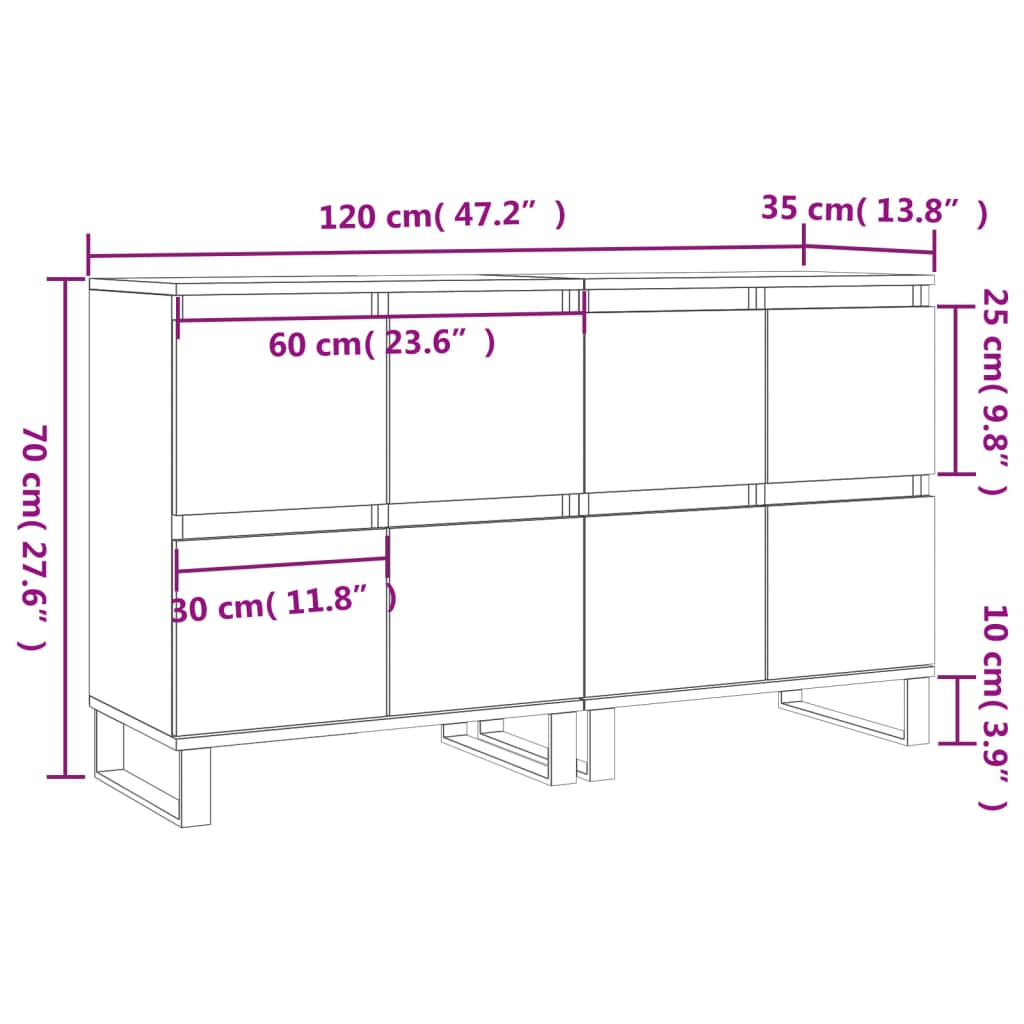 Sideboards 2 pcs Smoked Oak Engineered Wood