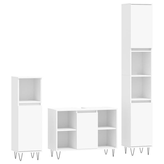 3 Piece Bathroom Furniture Set White Engineered Wood 3 Piece Bathroom Furniture Set White Engineered Wood