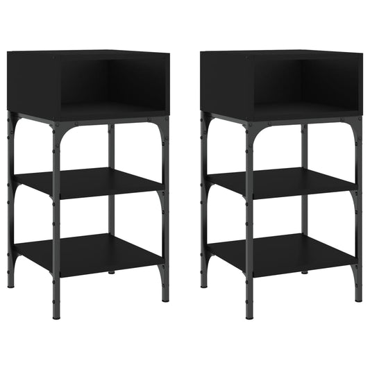Bedside Tables 2 pcs Black 35x34.5x70 cm Engineered Wood Bedside Tables 2 pcs Black 35x34.5x70 cm Engineered Wood