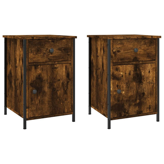 Bedside Cabinets 2 pcs Smoked Oak 40x42x60 cm Engineered Wood Bedside Cabinets 2 pcs Smoked Oak 40x42x60 cm Engineered Wood