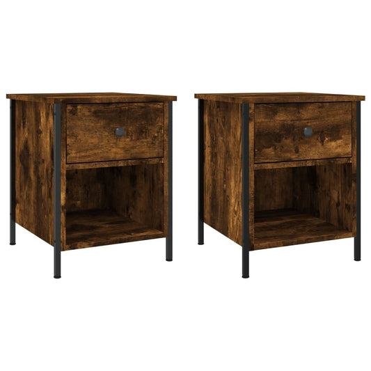 Bedside Cabinets 2 pcs Smoked Oak 40x42x50 cm Engineered Wood Bedside Cabinets 2 pcs Smoked Oak 40x42x50 cm Engineered Wood