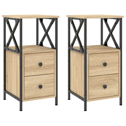 Bedside Cabinets 2 pcs Sonoma Oak 34x35,5x70 cm Engineered Wood Bedside Cabinets 2 pcs Sonoma Oak 34x35,5x70 cm Engineered Wood