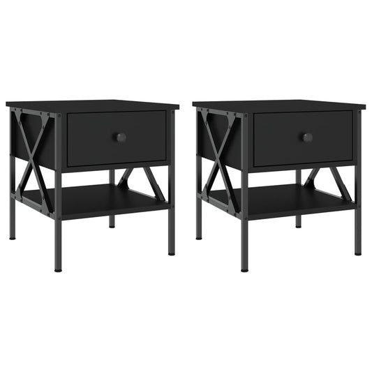 Bedside Tables 2 pcs Black 40x42x45 cm Engineered Wood Bedside Tables 2 pcs Black 40x42x45 cm Engineered Wood