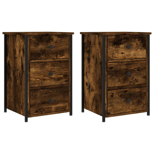 Bedside Cabinets 2 pcs Smoked Oak 40x36x60 cm Engineered Wood Bedside Cabinets 2 pcs Smoked Oak 40x36x60 cm Engineered Wood