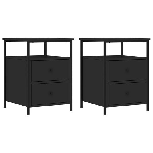 Bedside Cabinets 2 pcs Black 44x45x60 cm Engineered Wood Bedside Cabinets 2 pcs Black 44x45x60 cm Engineered Wood