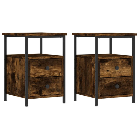 Bedside Cabinets 2 pcs Smoked Oak 34x35.5x50 cm Engineered Wood Bedside Cabinets 2 pcs Smoked Oak 34x35.5x50 cm Engineered Wood
