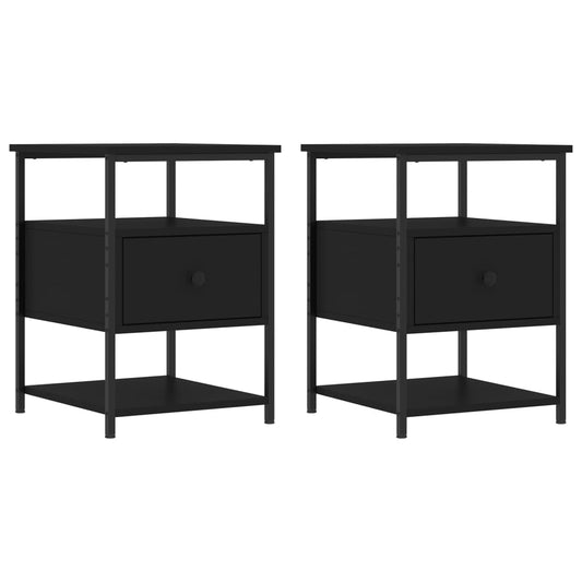 Bedside Cabinets 2 pcs Black 40x42x56 cm Engineered Wood Bedside Cabinets 2 pcs Black 40x42x56 cm Engineered Wood