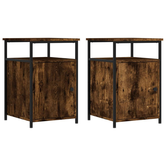 Bedside Cabinets 2 pcs Smoked Oak 40x42x60 cm Engineered Wood Bedside Cabinets 2 pcs Smoked Oak 40x42x60 cm Engineered Wood