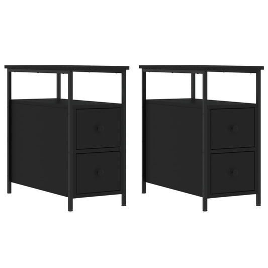 Bedside Cabinets 2 pcs Black 30x60x60 cm Engineered Wood Bedside Cabinets 2 pcs Black 30x60x60 cm Engineered Wood