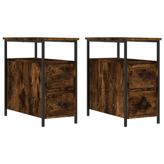 Bedside Cabinets 2 pcs Smoked Oak 30x60x60 cm Engineered Wood Bedside Cabinets 2 pcs Smoked Oak 30x60x60 cm Engineered Wood
