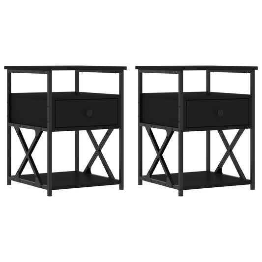 Bedside Cabinets 2 pcs Black 40x42x55 cm Engineered Wood Bedside Cabinets 2 pcs Black 40x42x55 cm Engineered Wood