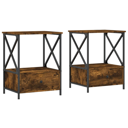 Bedside Tables 2 pcs Smoked Oak 50x41x65 cm Engineered Wood Bedside Tables 2 pcs Smoked Oak 50x41x65 cm Engineered Wood