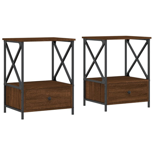 Bedside Tables 2 pcs Brown Oak 50x41x65 cm Engineered Wood Bedside Tables 2 pcs Brown Oak 50x41x65 cm Engineered Wood