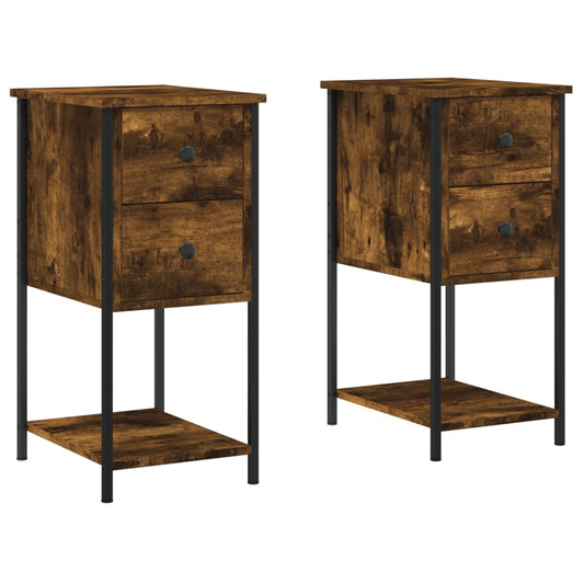 Bedside Cabinets 2 pcs Smoked Oak 32x42x70 cm Engineered Wood Bedside Cabinets 2 pcs Smoked Oak 32x42x70 cm Engineered Wood