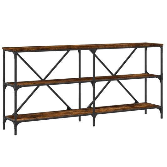 Console Table Smoked Oak 160x30x75 cm Engineered Wood and Iron Console Table Smoked Oak 160x30x75 cm Engineered Wood and Iron