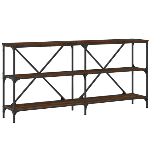 Console Table Brown Oak 160x30x75 cm Engineered Wood and Iron Console Table Brown Oak 160x30x75 cm Engineered Wood and Iron