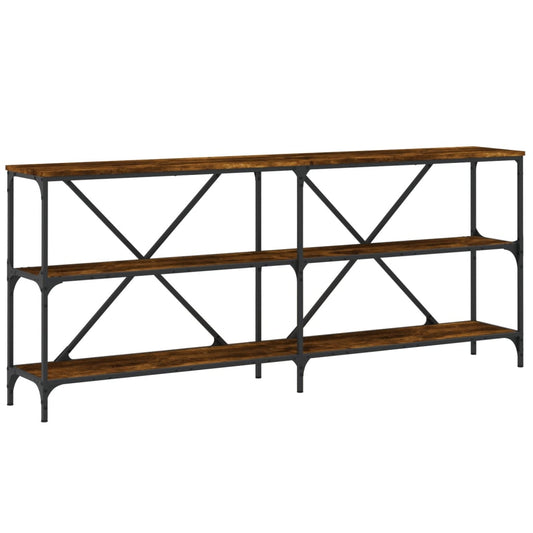 Console Table Smoked Oak 180x30x75 cm Engineered Wood and Iron Console Table Smoked Oak 180x30x75 cm Engineered Wood and Iron