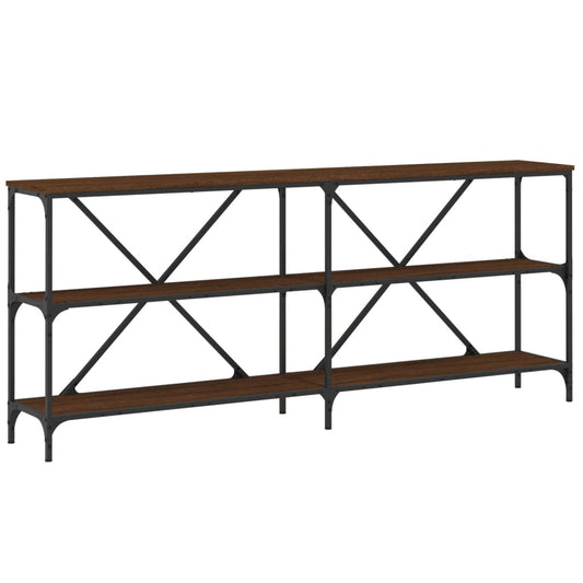 Console Table Brown Oak 180x30x75 cm Engineered Wood and Iron Console Table Brown Oak 180x30x75 cm Engineered Wood and Iron