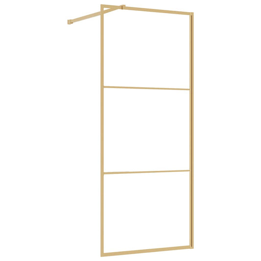 Walk-in Shower Wall Gold 80 x 195 cm Glass and Aluminium Walk-in Shower Wall Gold 80 x 195 cm Glass and Aluminium