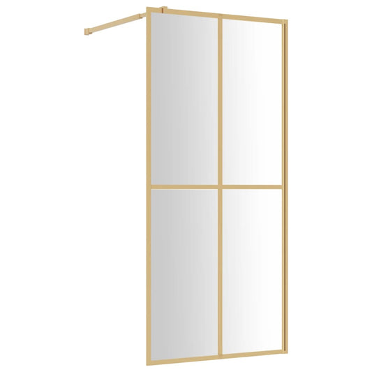 Walk-in Shower Wall with Clear ESG Glass Gold 90x195 cm Walk-in Shower Wall with Clear ESG Glass Gold 90x195 cm