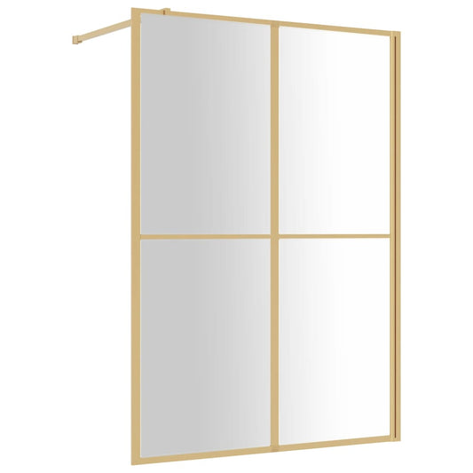 Walk-in Shower Wall with Clear ESG Glass Gold 140x195 cm Walk-in Shower Wall with Clear ESG Glass Gold 140x195 cm