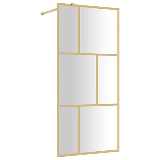 Walk-in Shower Wall with Clear ESG Glass Gold 90x195 cm Walk-in Shower Wall with Clear ESG Glass Gold 90x195 cm
