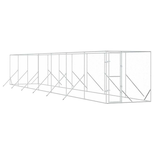 Outdoor Dog Kennel Silver 2x14x2 m Galvanised Steel Outdoor Dog Kennel Silver 2x14x2 m Galvanised Steel