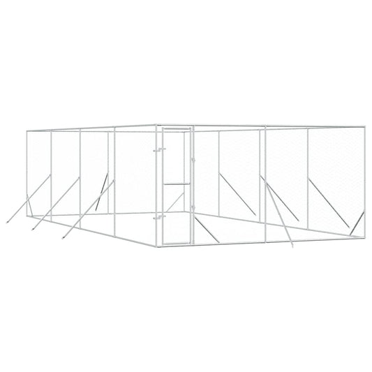Outdoor Dog Kennel Silver 4x8x2 m Galvanised Steel Outdoor Dog Kennel Silver 4x8x2 m Galvanised Steel