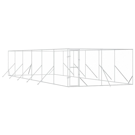 Outdoor Dog Kennel Silver 4x12x2 m Galvanised Steel Outdoor Dog Kennel Silver 4x12x2 m Galvanised Steel
