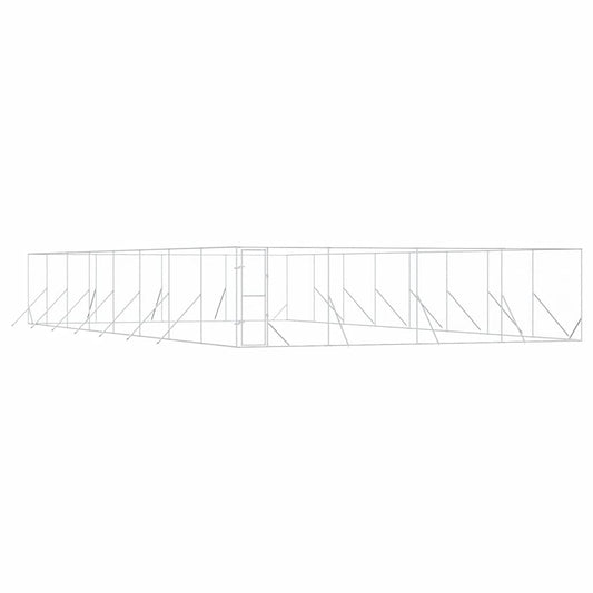 Outdoor Dog Kennel Silver 8x16x2 m Galvanised Steel Outdoor Dog Kennel Silver 8x16x2 m Galvanised Steel