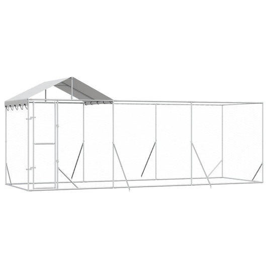 Outdoor Dog Kennel with Roof Silver 6x2x2.5 m Galvanised Steel Outdoor Dog Kennel with Roof Silver 6x2x2.5 m Galvanised Steel