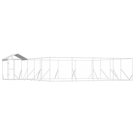 Outdoor Dog Kennel with Roof Silver 10x8x2.5 m Galvanised Steel Outdoor Dog Kennel with Roof Silver 10x8x2.5 m Galvanised Steel