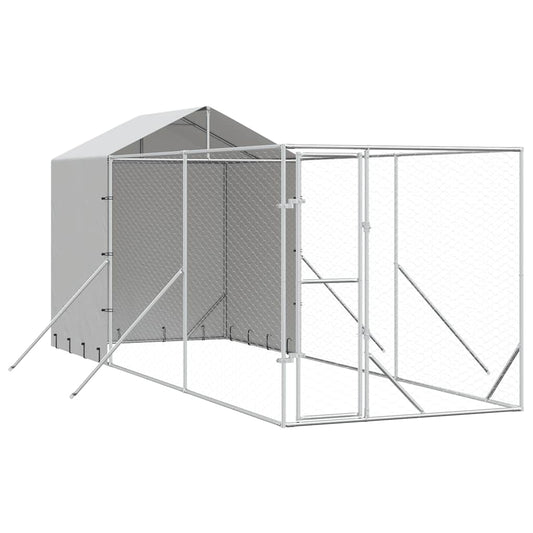 Outdoor Dog Kennel with Roof Silver 2x6x2.5 m Galvanised Steel Outdoor Dog Kennel with Roof Silver 2x6x2.5 m Galvanised Steel