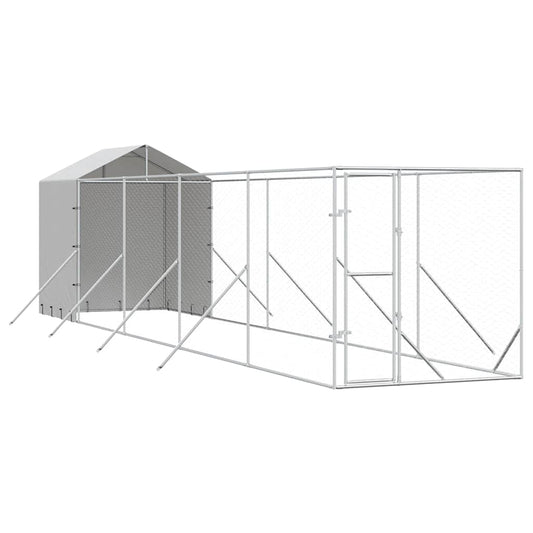 Outdoor Dog Kennel with Roof Silver 2x10x2.5 m Galvanised Steel Outdoor Dog Kennel with Roof Silver 2x10x2.5 m Galvanised Steel