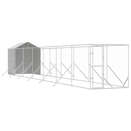 Outdoor Dog Kennel with Roof Silver 2x14x2.5 m Galvanised Steel Outdoor Dog Kennel with Roof Silver 2x14x2.5 m Galvanised Steel