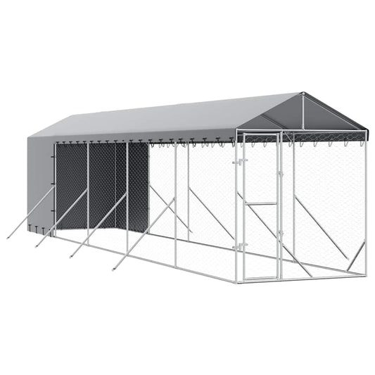 Outdoor Dog Kennel with Roof Silver 2x10x2,5 m Galvanised Steel Outdoor Dog Kennel with Roof Silver 2x10x2,5 m Galvanised Steel