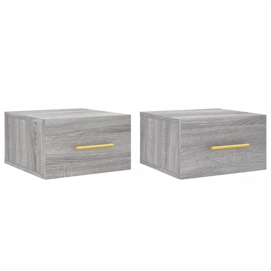 Wall-mounted Bedside Cabinet | Set of 2 | Grey sonoma | Engineered wood Wall-mounted Bedside Cabinet | Set of 2 | Grey sonoma | Engineered wood