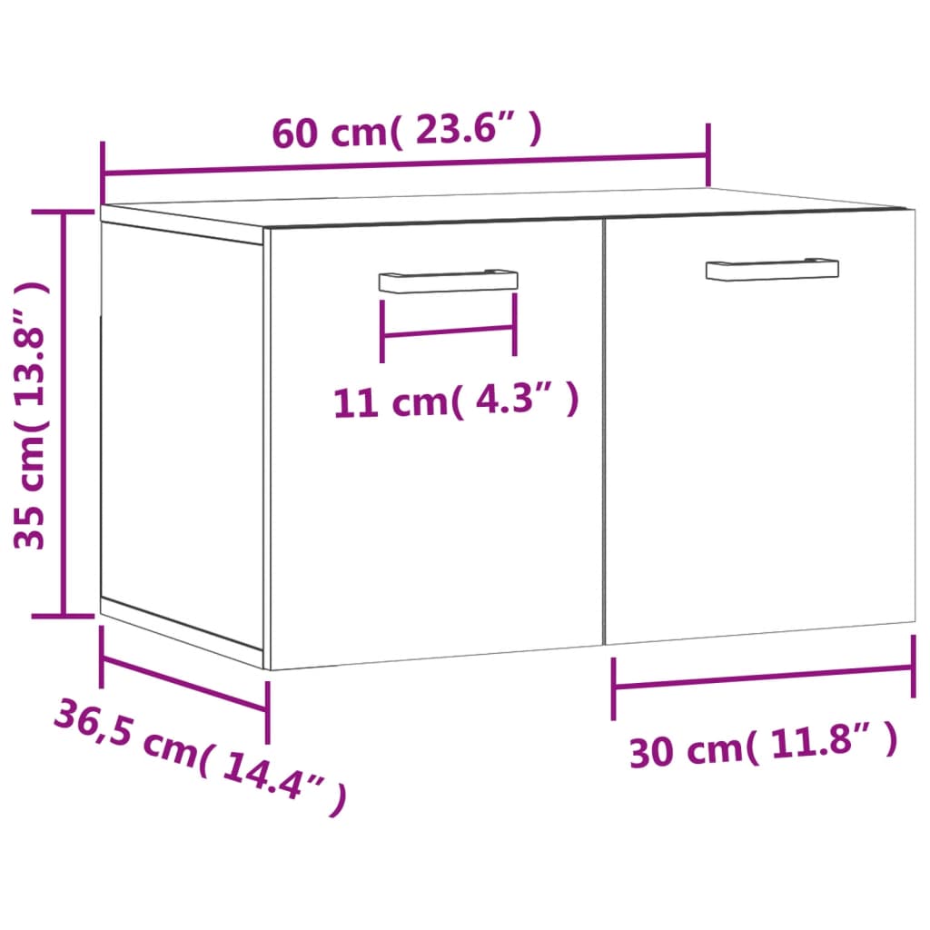 Wall Cabinet Smoked Oak 60x36.5x35 cm Engineered Wood