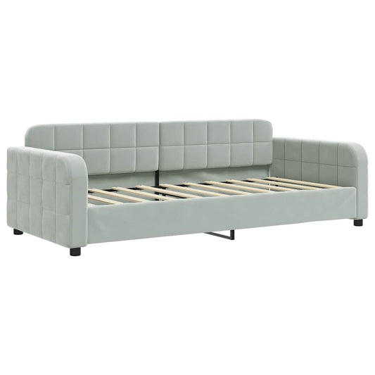 Day Bed without Mattress Light Grey 90x190 cm Velvet Day Bed without Mattress Light Grey 90x190 cm Velvet
