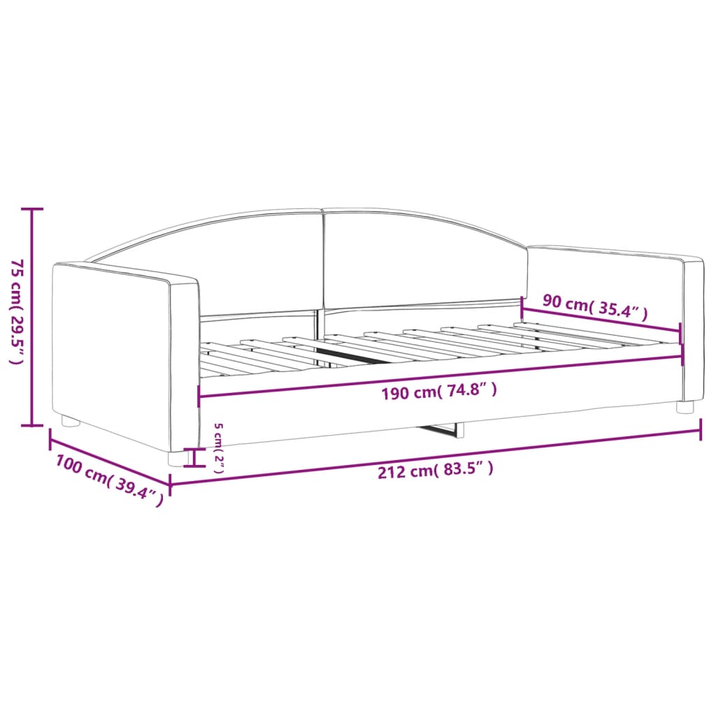 Day Bed without Mattress Light Grey 90x190 cm Fabric