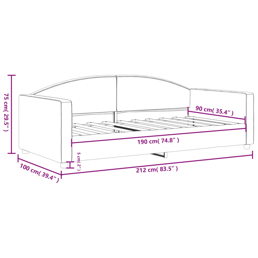 Day Bed without Mattress Dark Grey 90x190 cm Fabric