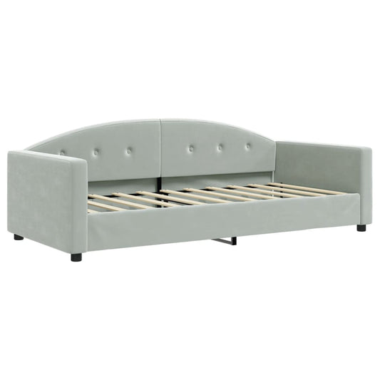 Day Bed without Mattress Light Grey 90x190 cm Velvet Day Bed without Mattress Light Grey 90x190 cm Velvet