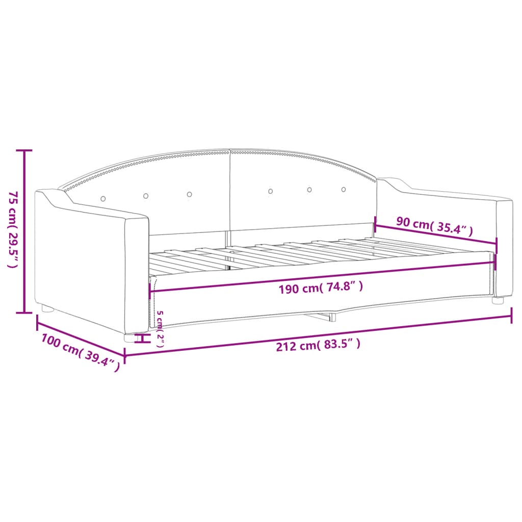Day Bed without Mattress Dark Grey 90x190 cm Fabric