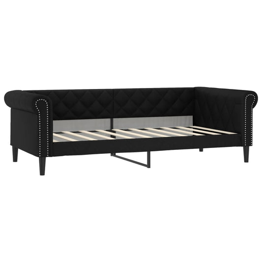 Day Bed without Mattress Black 90x190 cm Faux Leather Day Bed without Mattress Black 90x190 cm Faux Leather