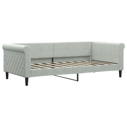 Day Bed without Mattress Light Grey 90x190 cm Velvet Day Bed without Mattress Light Grey 90x190 cm Velvet