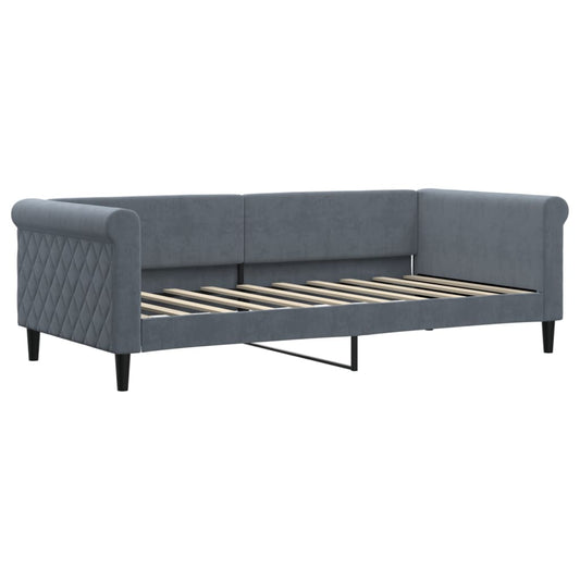 Day Bed without Mattress Dark Grey 90x190 cm Velvet Day Bed without Mattress Dark Grey 90x190 cm Velvet