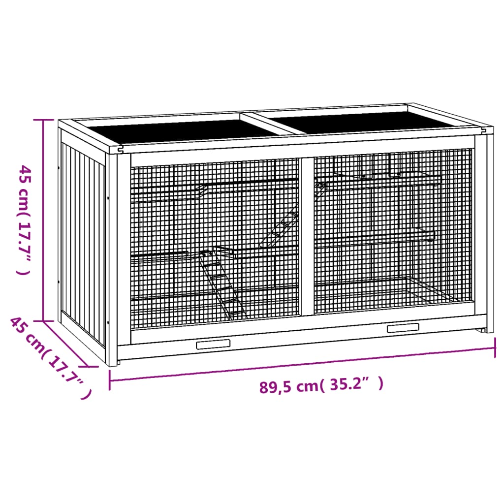 Hamster Cage 89,5x45x45 cm Solid Wood Fir