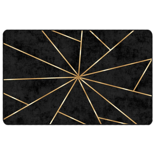 Rug Washable Black and Gold 190x300 cm Rug Washable Black and Gold 190x300 cm