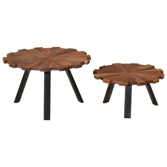 Coffee Tables 2 pcs Solid Wood Reclaimed and Iron Coffee Tables 2 pcs Solid Wood Reclaimed and Iron