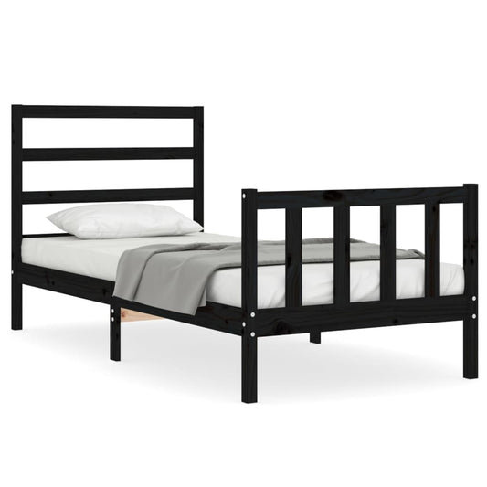 Bed Frame without Mattress Black Small Single Solid Wood Pine Bed Frame without Mattress Black Small Single Solid Wood Pine